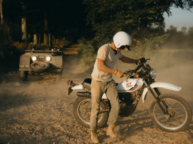 Dirt bike in the dust