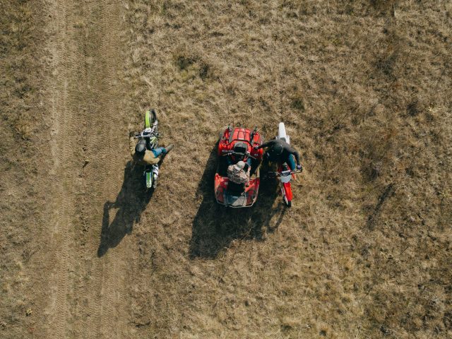 Dirt bikes and ATV from above